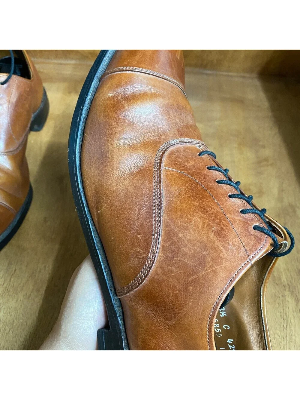 Allen Edmonds Park Avenue Mens 12.5 C Oxford Dress Shoes Brown Leather Cap Toe